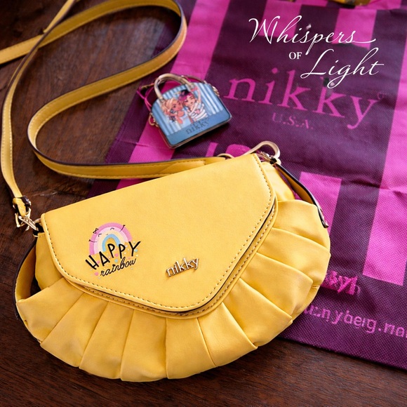NIKKY USA Yellow Happy Rainbow Crossbody Purse | Adjustable Strap | Boutique Bag - Picture 10 of 11